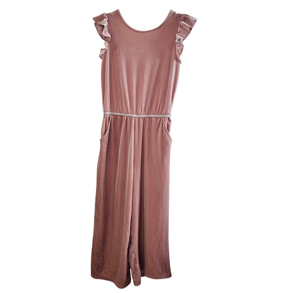 Cat & Jack Jumpsuit Girls' Size L (10/12) Pink Velvet with Silver Stripes
